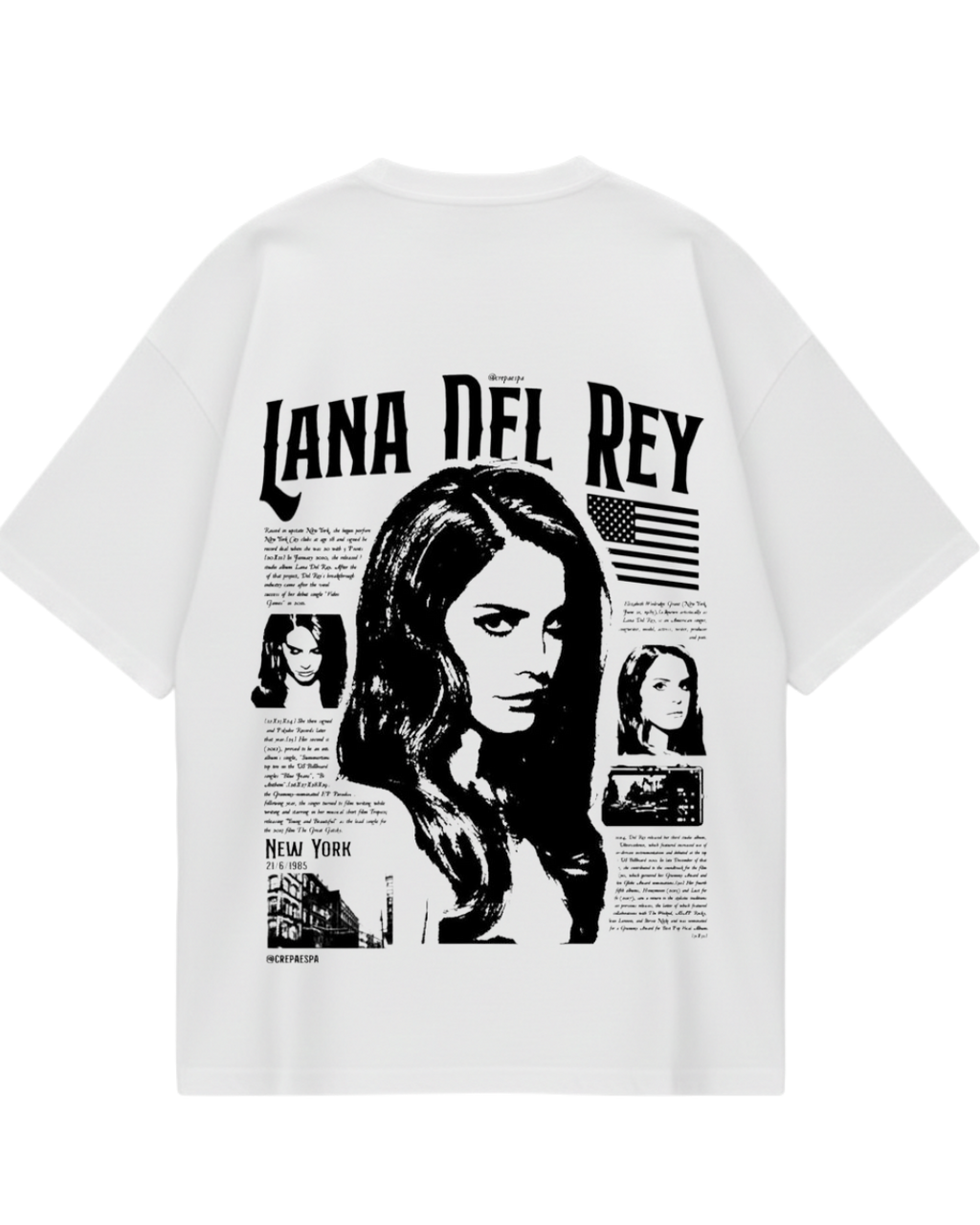 Lana Del Rey White Black Oversized Tee