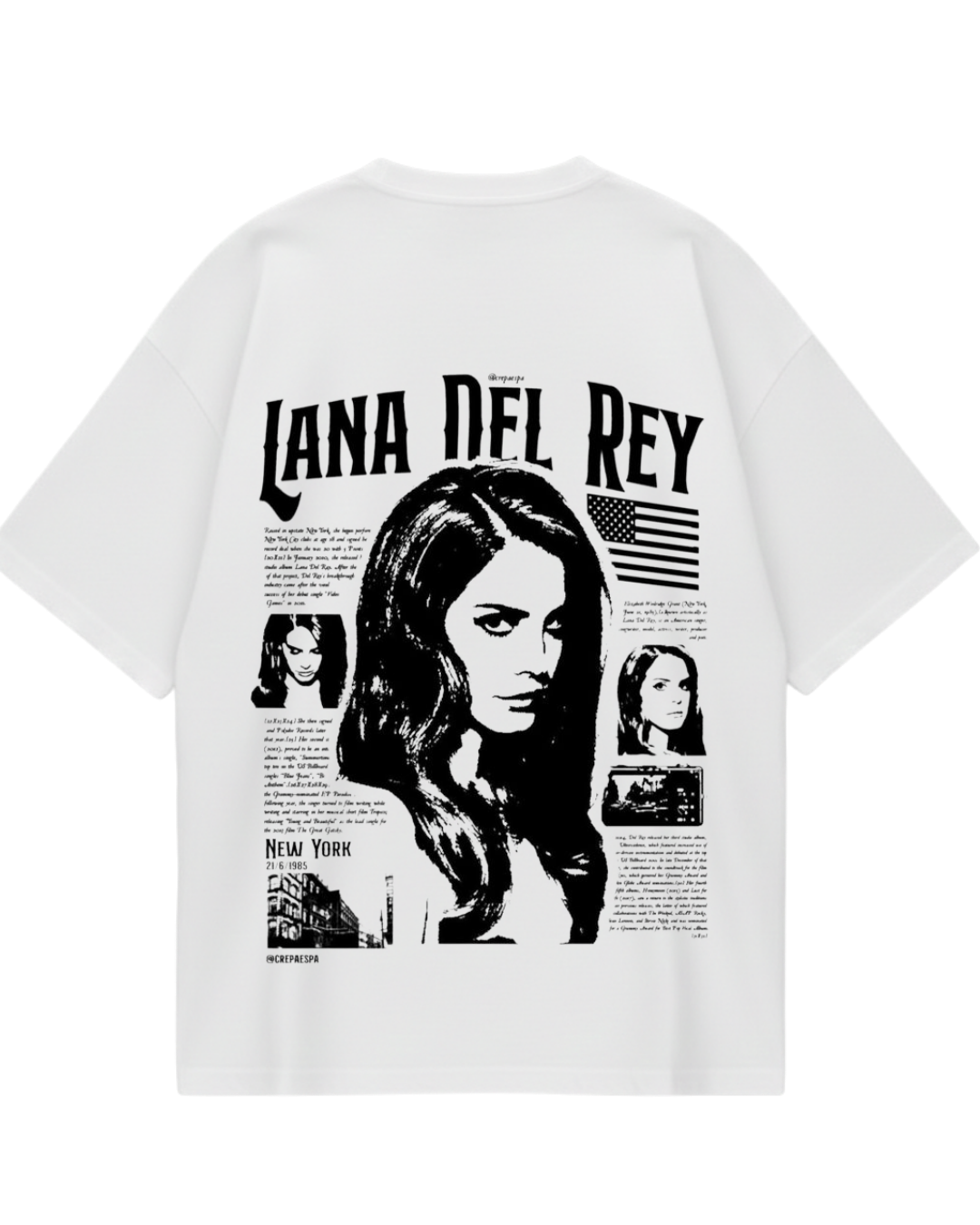 Lana Del Rey White Black Oversized Tee