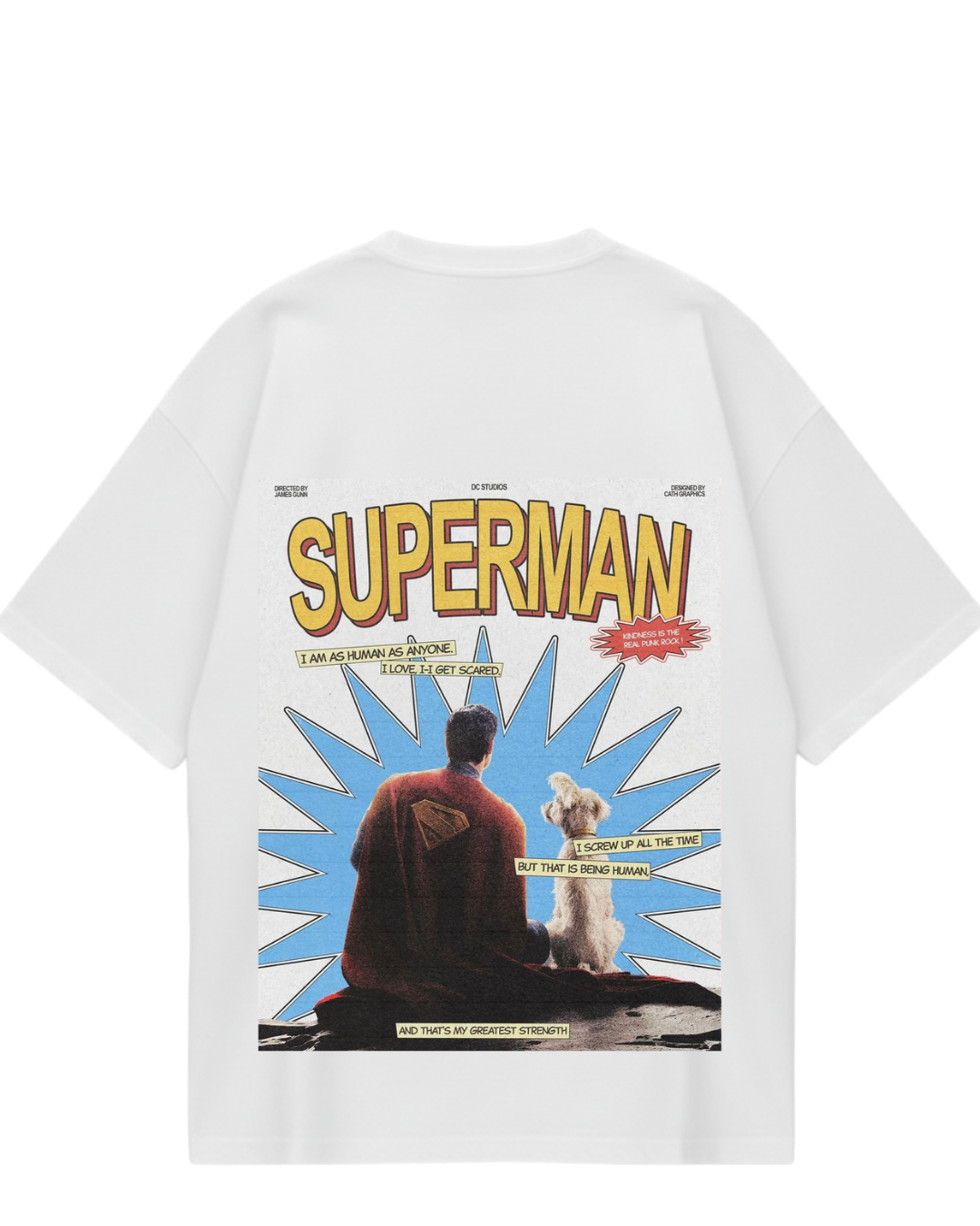 Super Man White Oversized Tee