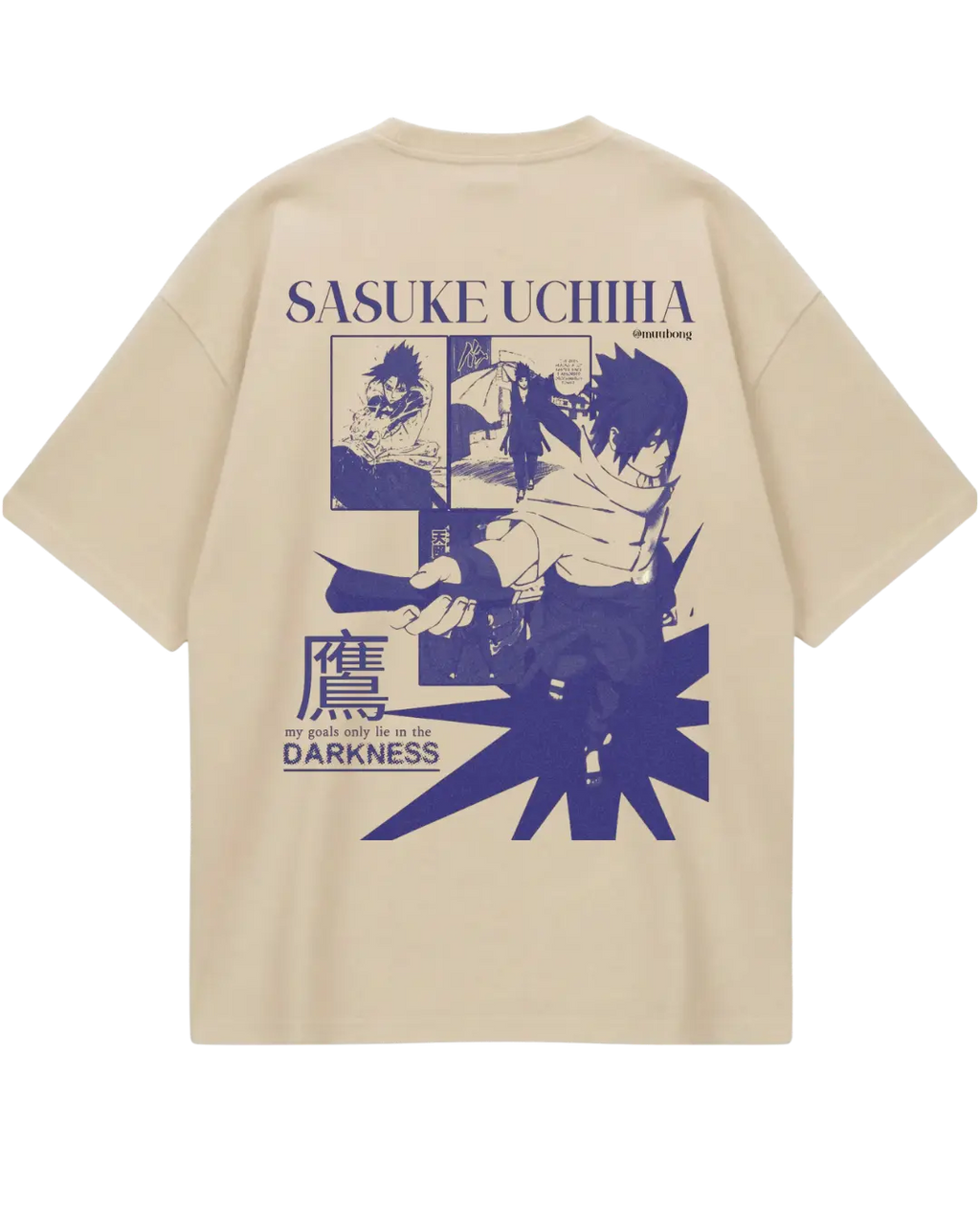 Naruto Sasuke Beige Oversized Tee