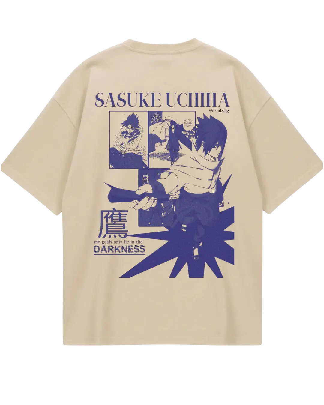 Naruto Sasuke Beige Oversized Tee