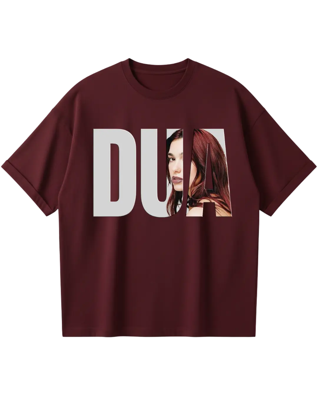 Dua Lipa Maroon Oversized Tee