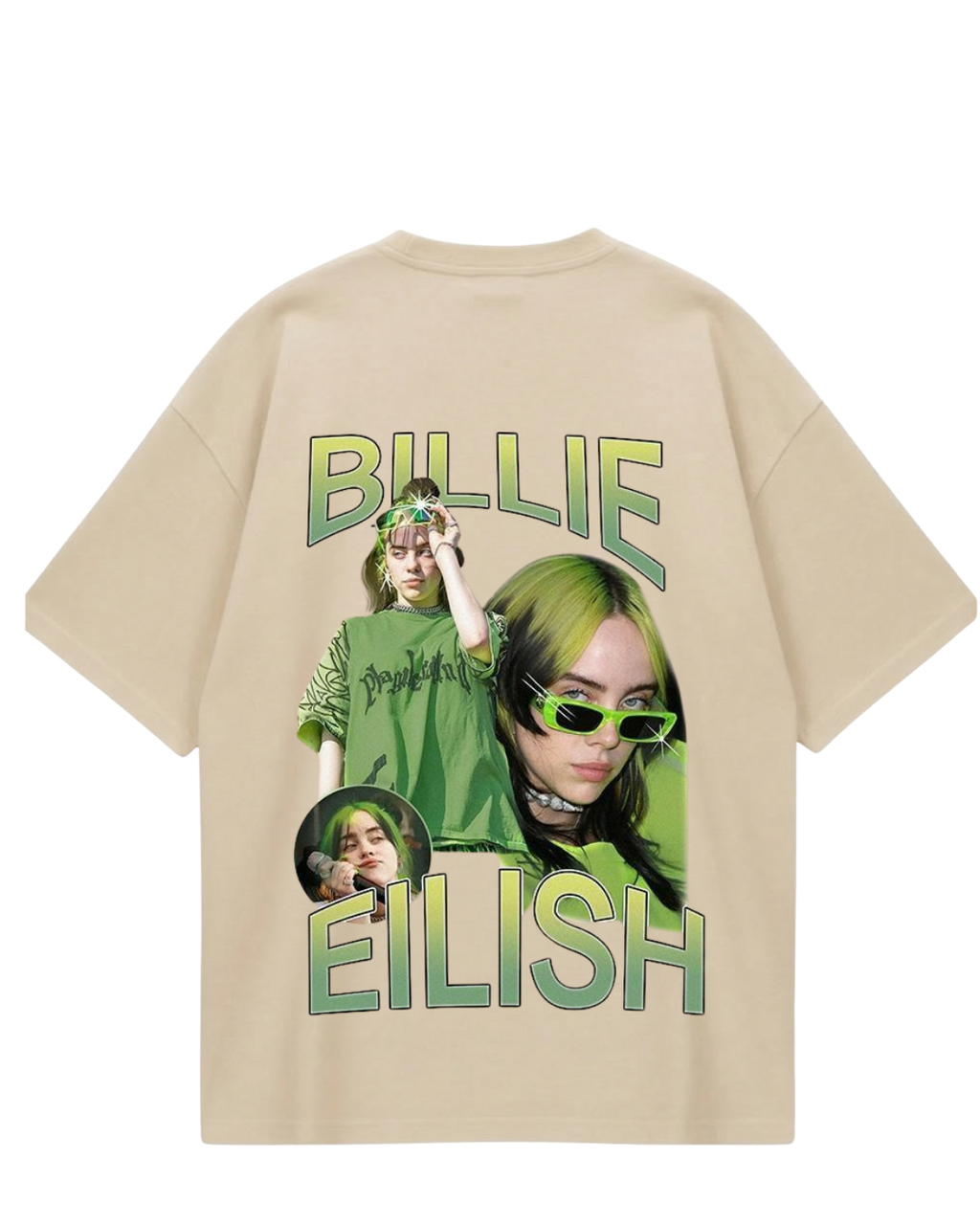 Billie Eilish Beige Green Oversized Tee