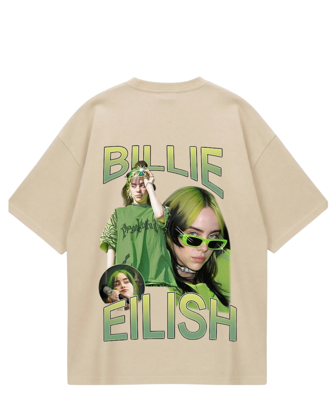 Billie Eilish Beige Green Oversized Tee