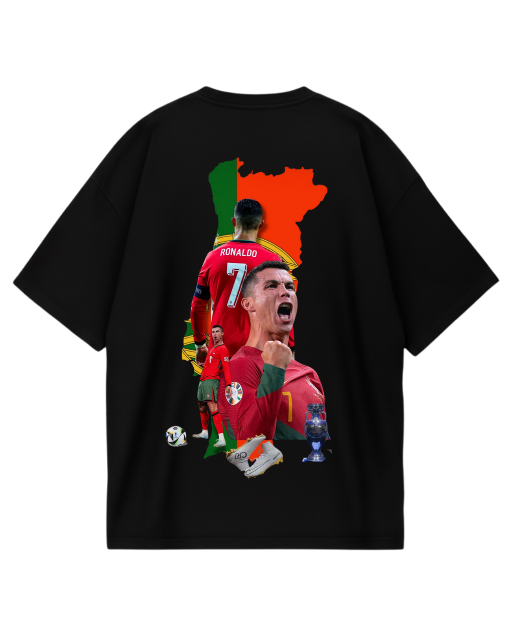 Portugal Black Ronaldo Oversized Tee