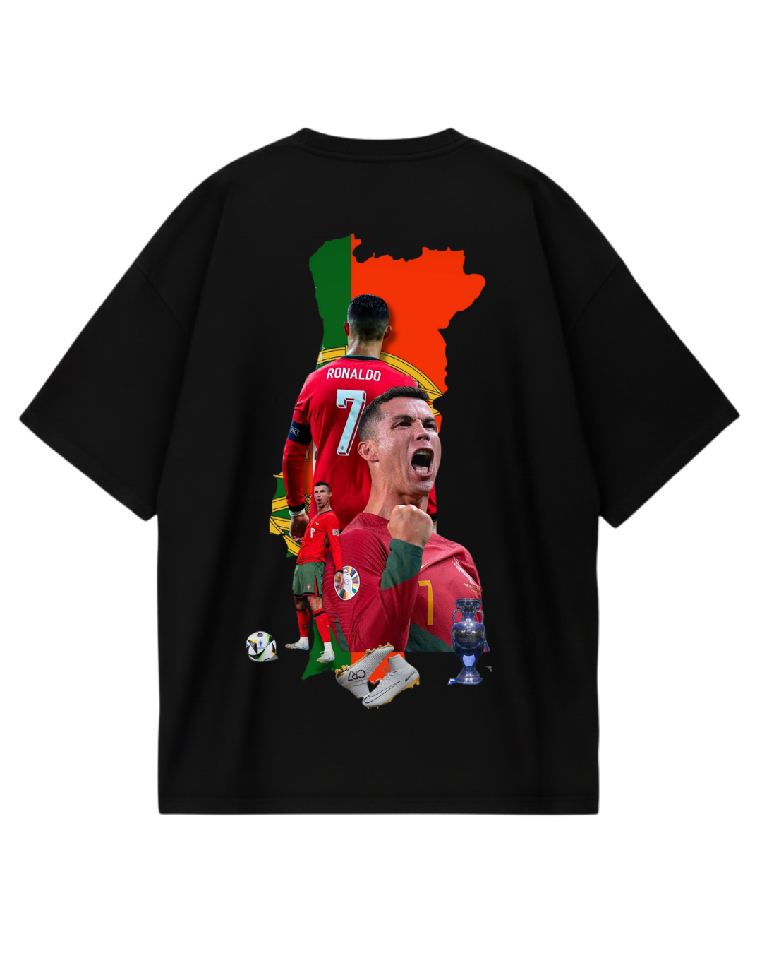 Portugal Black Ronaldo Oversized Tee