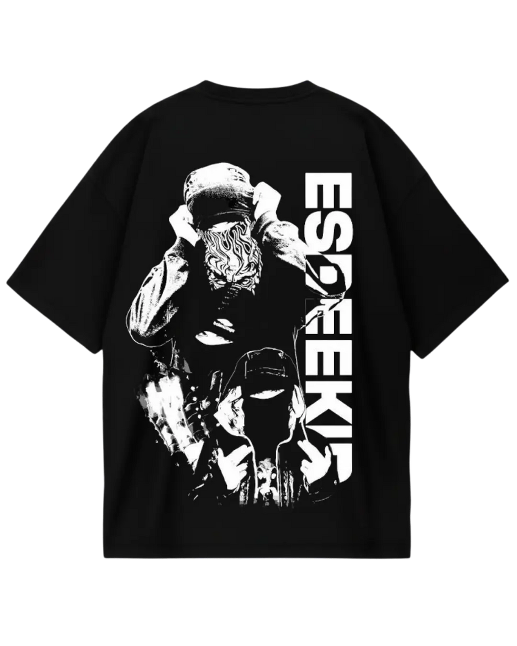 EsDeekid Black Design Oversized Tee