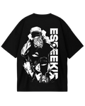 EsDeekid Black Design Oversized Tee