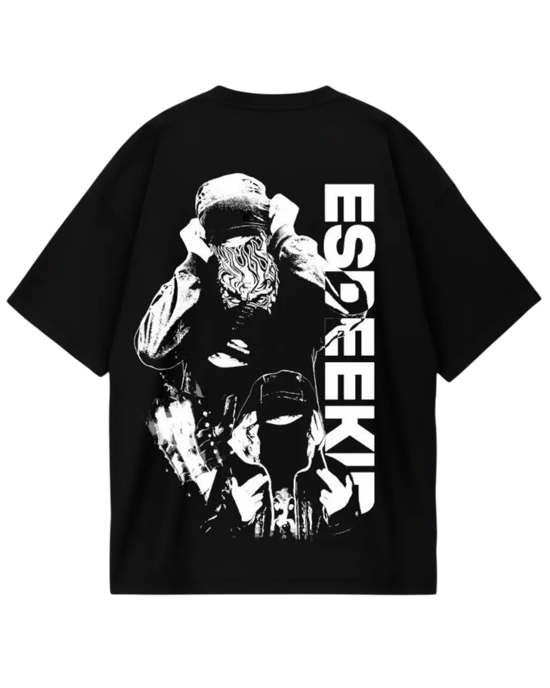 EsDeekid Black Design Oversized Tee