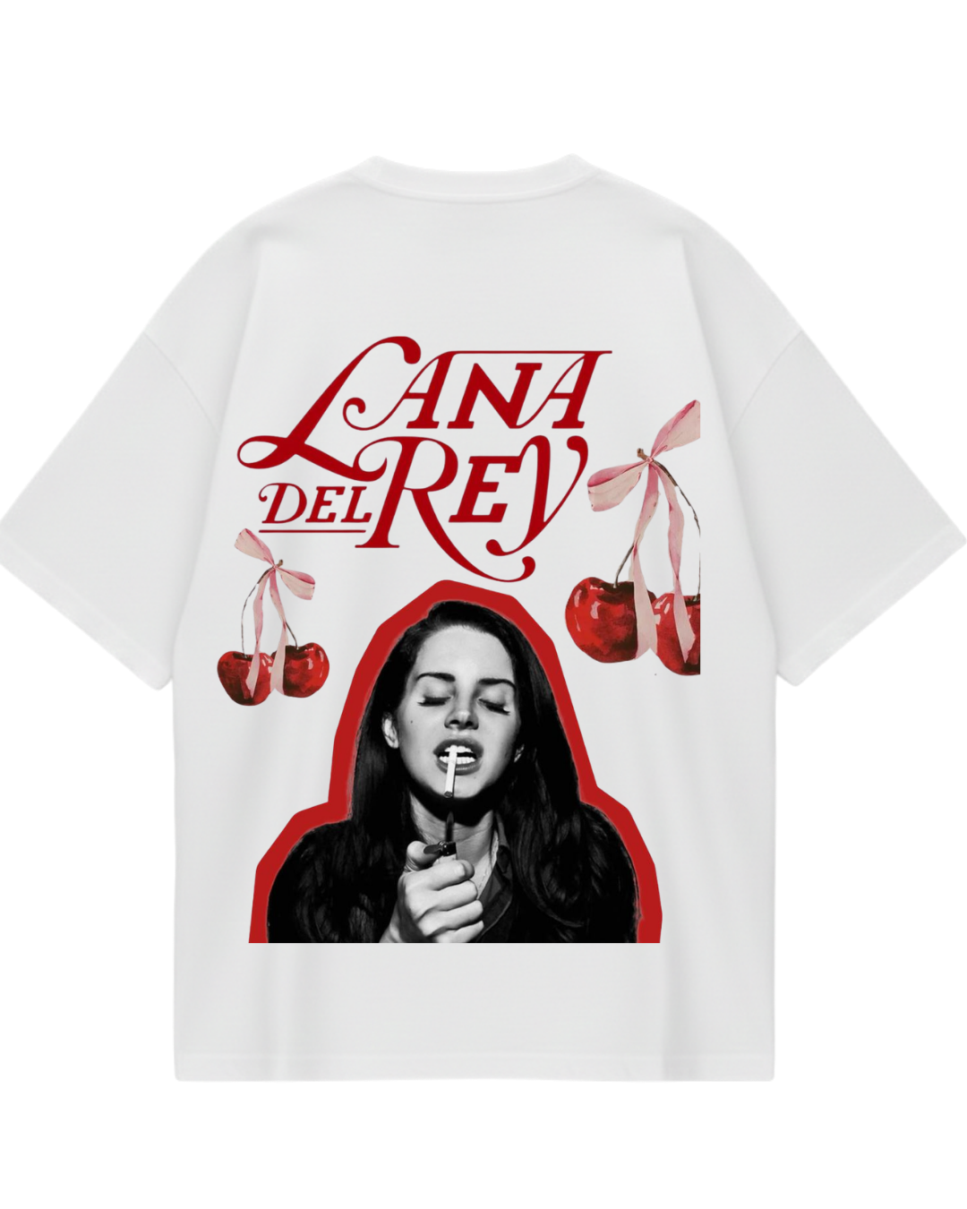 Lana Del Rey White Red Oversized Tee