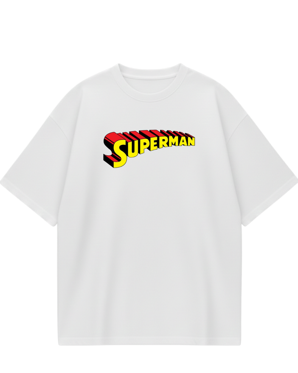 Super Man White Oversized Tee