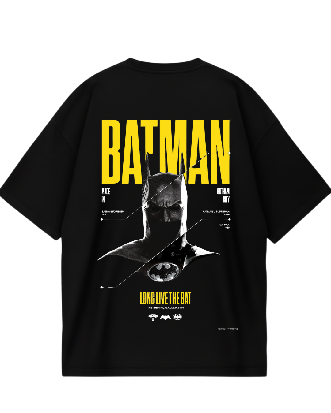 Batman Black Yellow Poster Oversized Tee