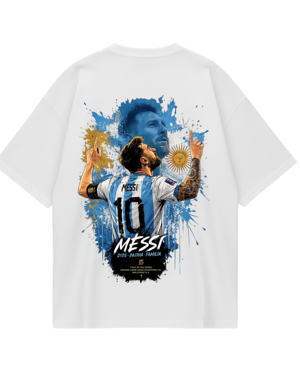 Argentina Messi Poster White Oversized Tee
