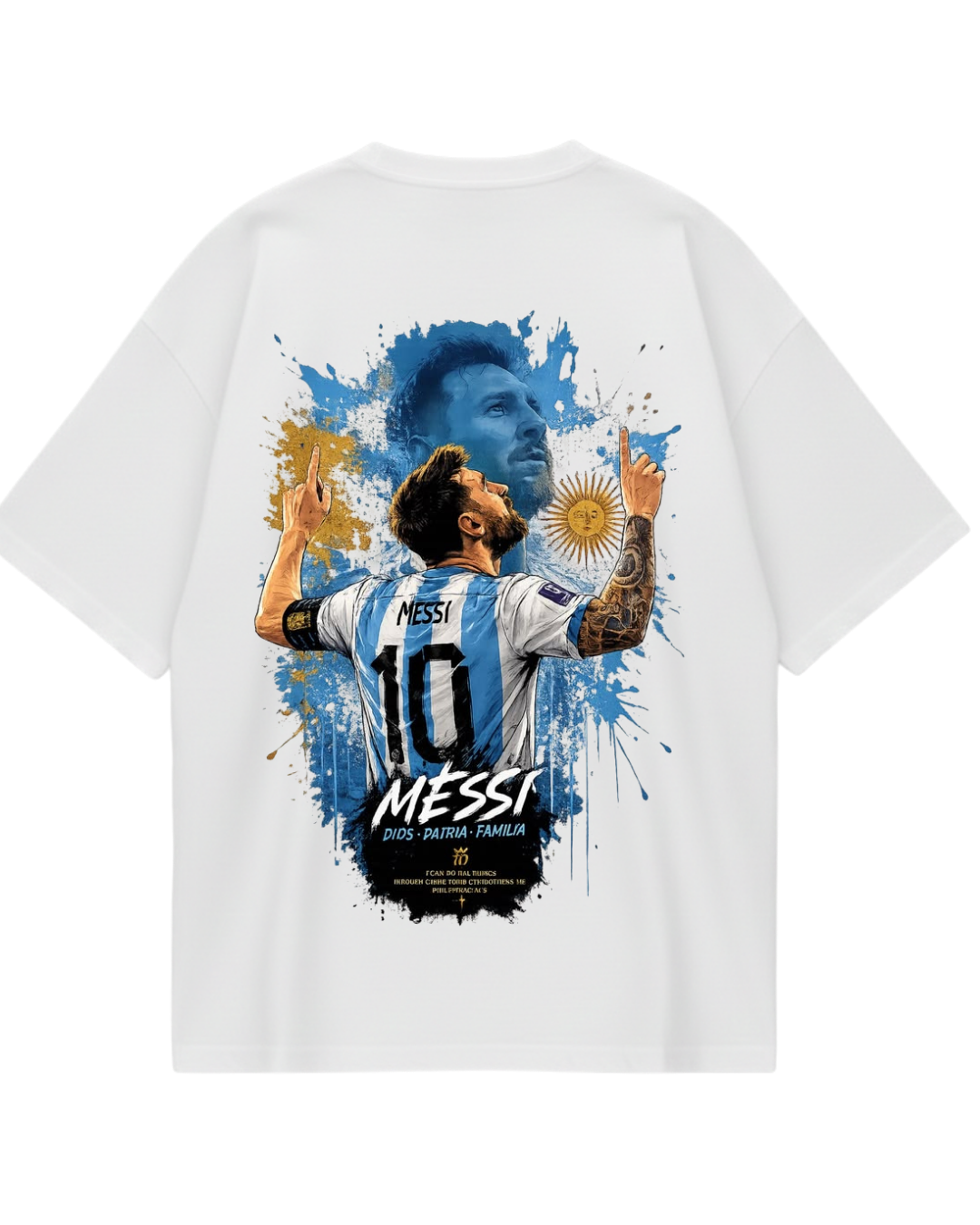 Argentina Messi Poster White Oversized Tee
