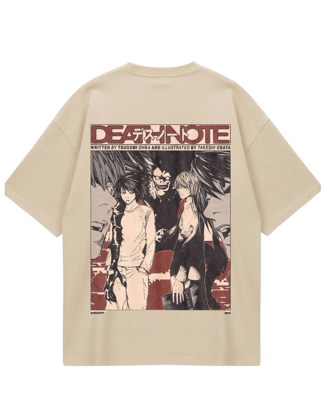Death Note Beige Oversized Tee