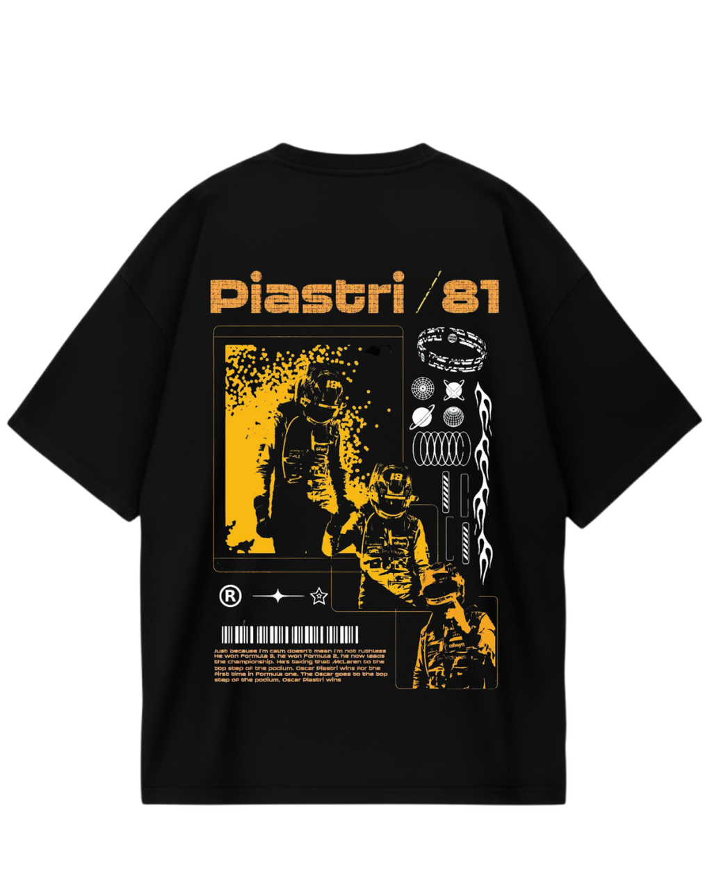 Oscar Piastri Poster Black Oversized Tee