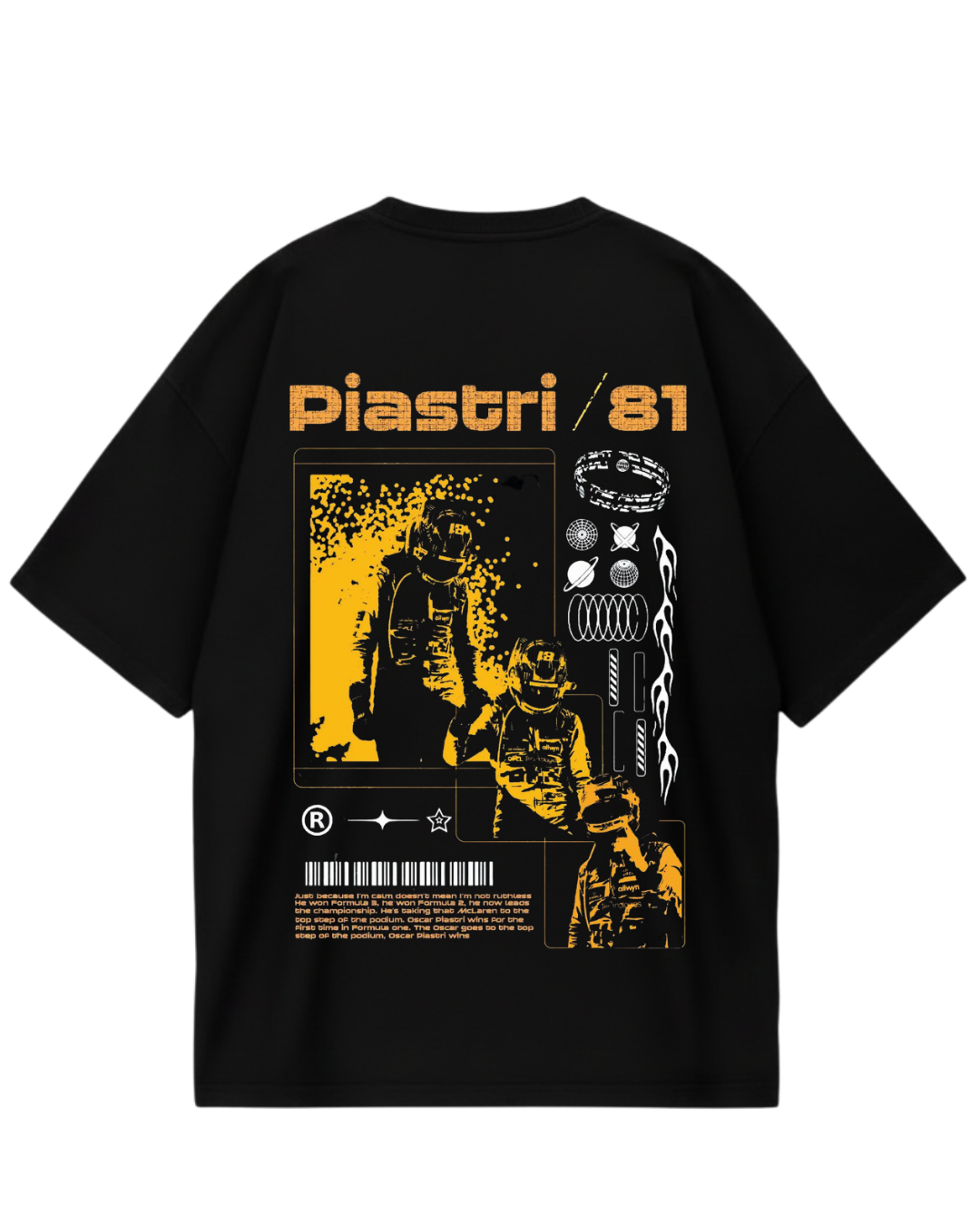 Oscar Piastri Poster Black Oversized Tee