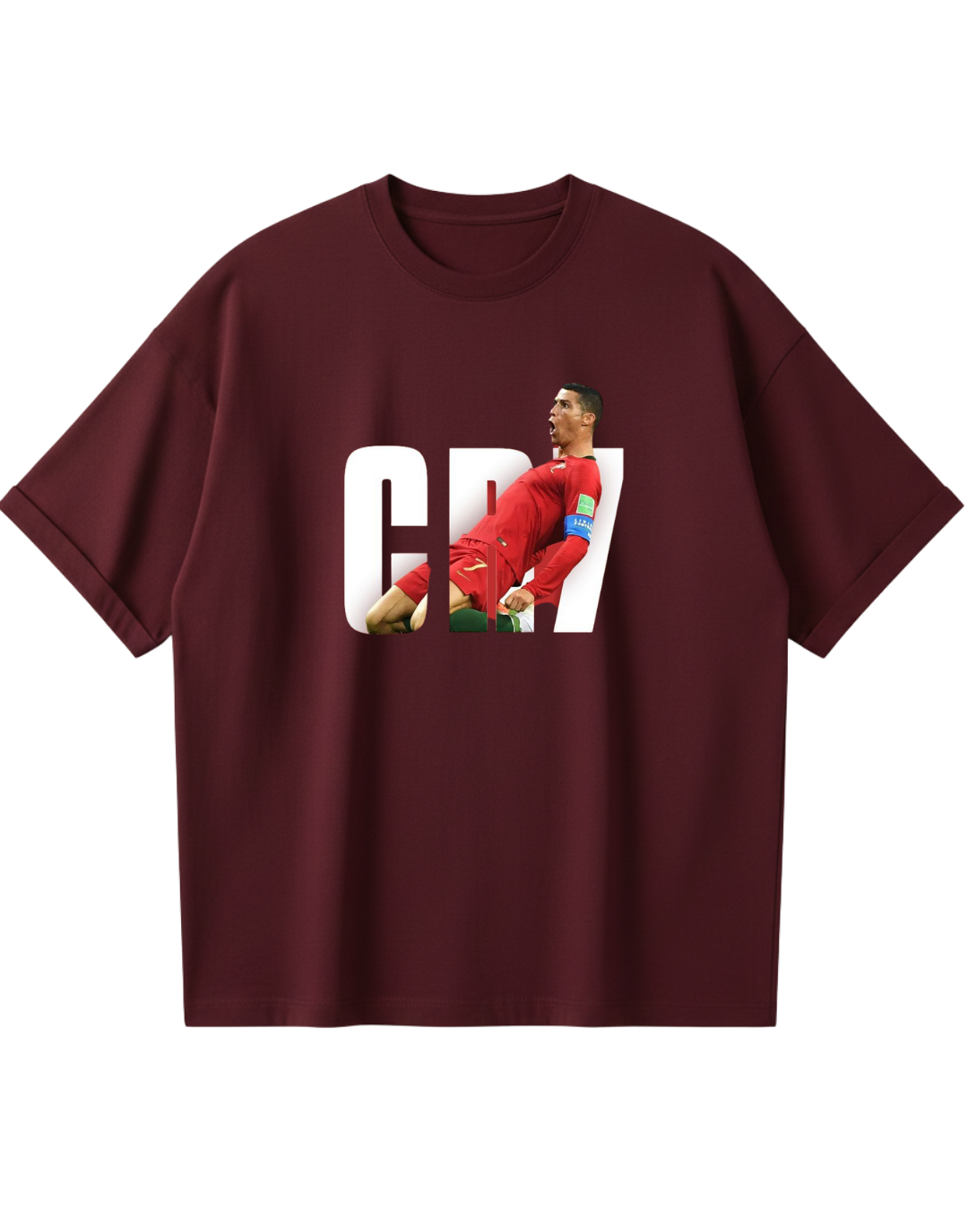 Portugal Maroon Ronaldo Oversized Tee