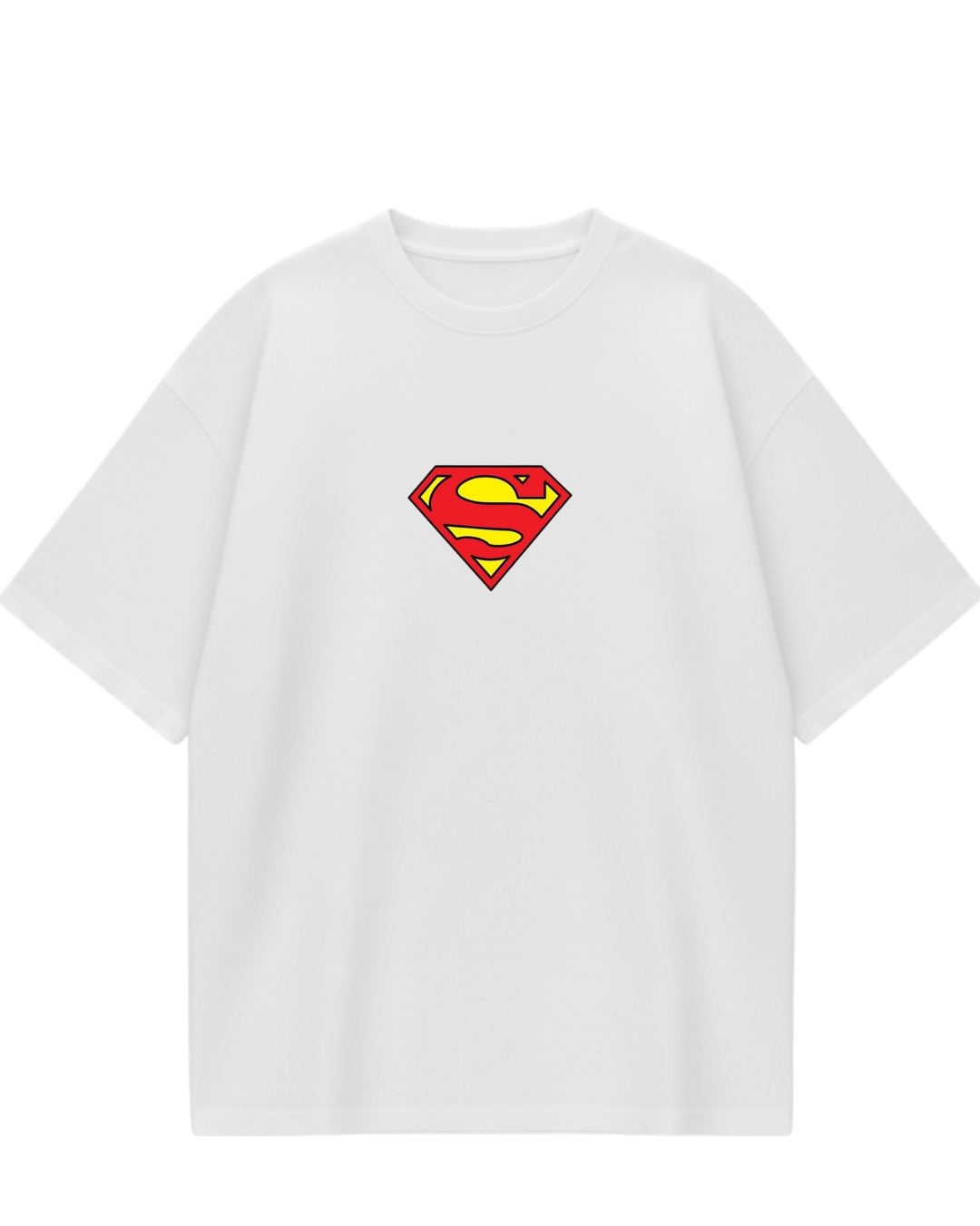 Super Man White Lookup Oversized Tee
