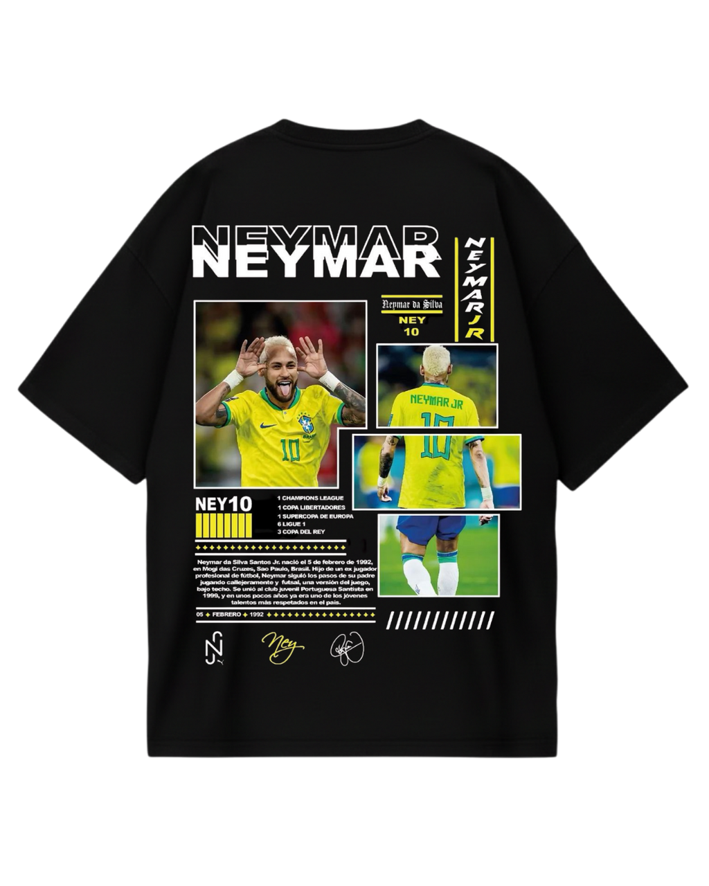 Brazil Neymar Poster Black Oversized Tee