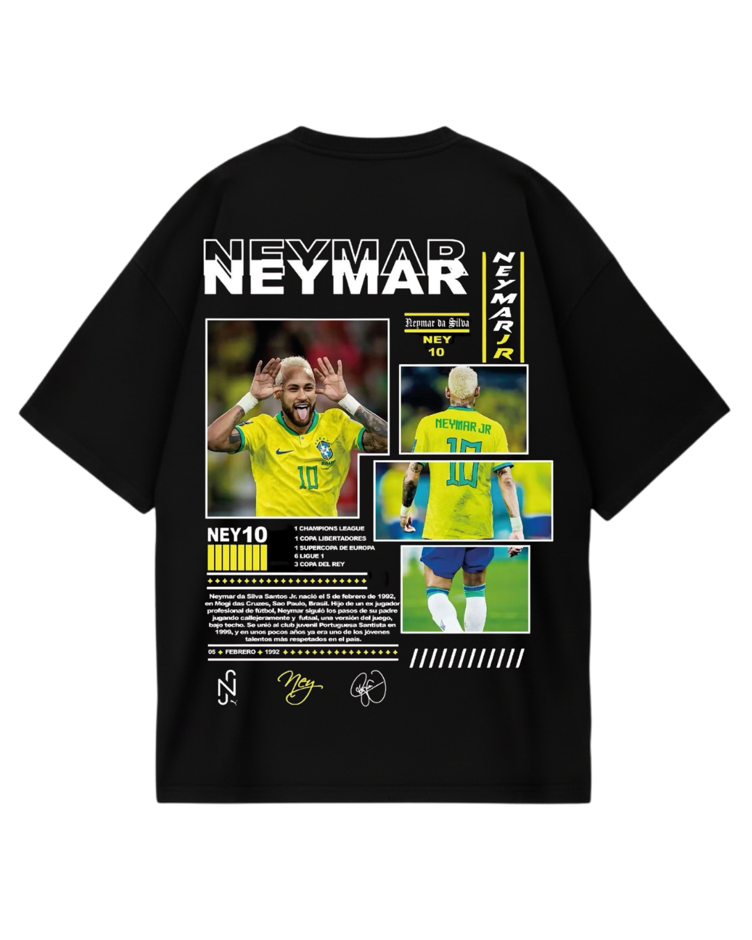 Brazil Neymar Poster Black Oversized Tee