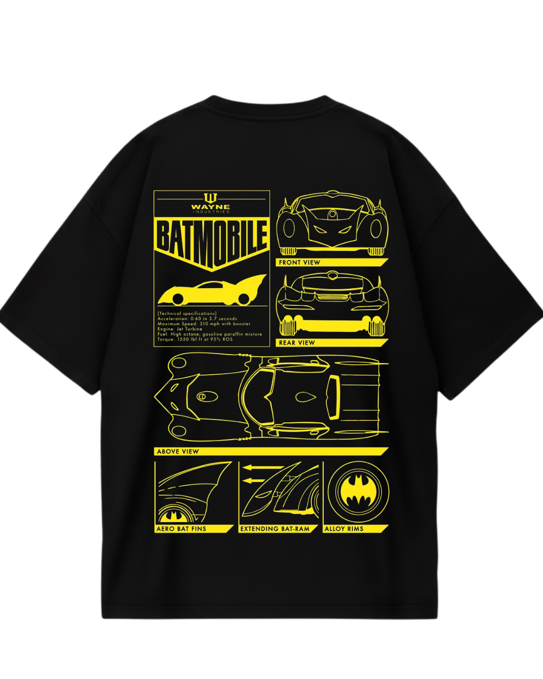 Batman Black Batmobile Oversized Tee