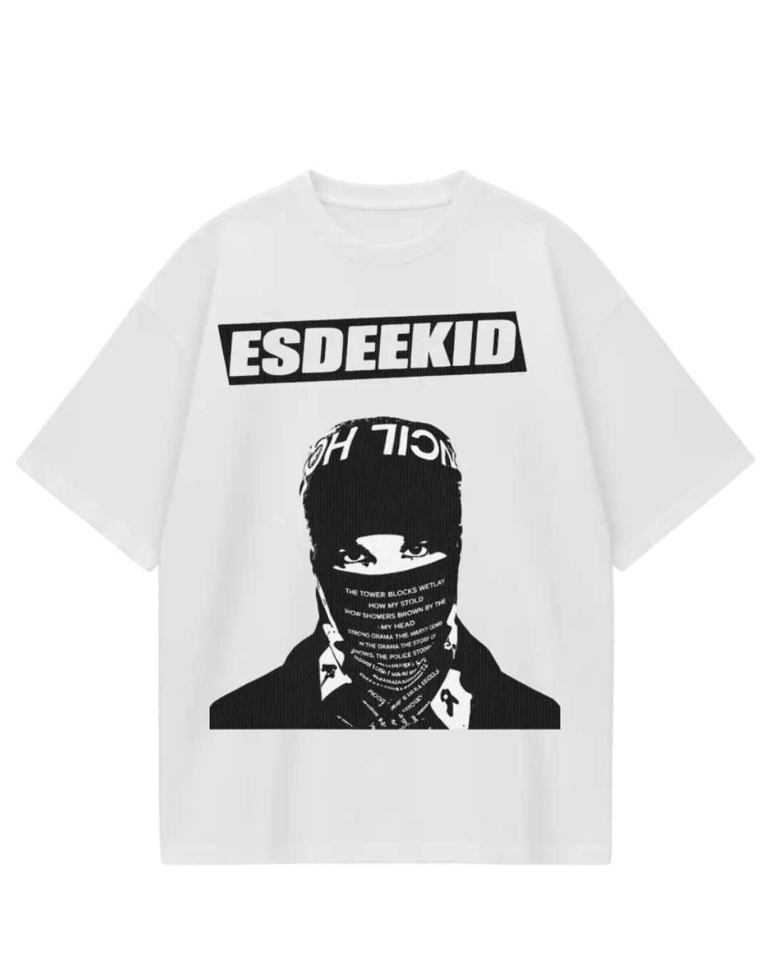 EsDeekid White Front Oversized Tee
