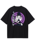 Naruto Sasuke Black Purple Oversized Tee