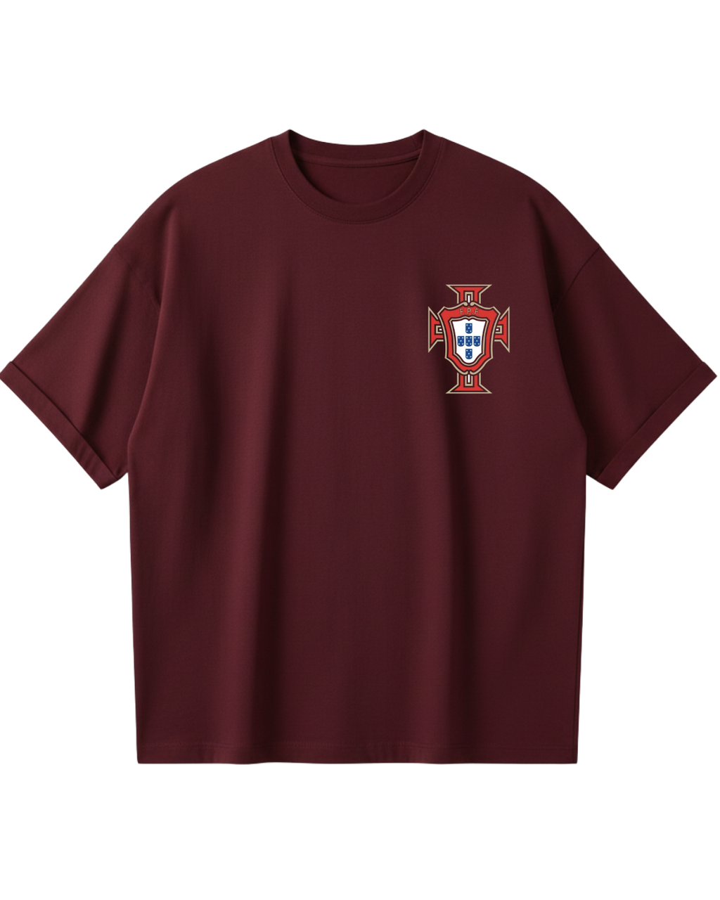 Portugal Maroon Ronaldo Poster Oversized Tee