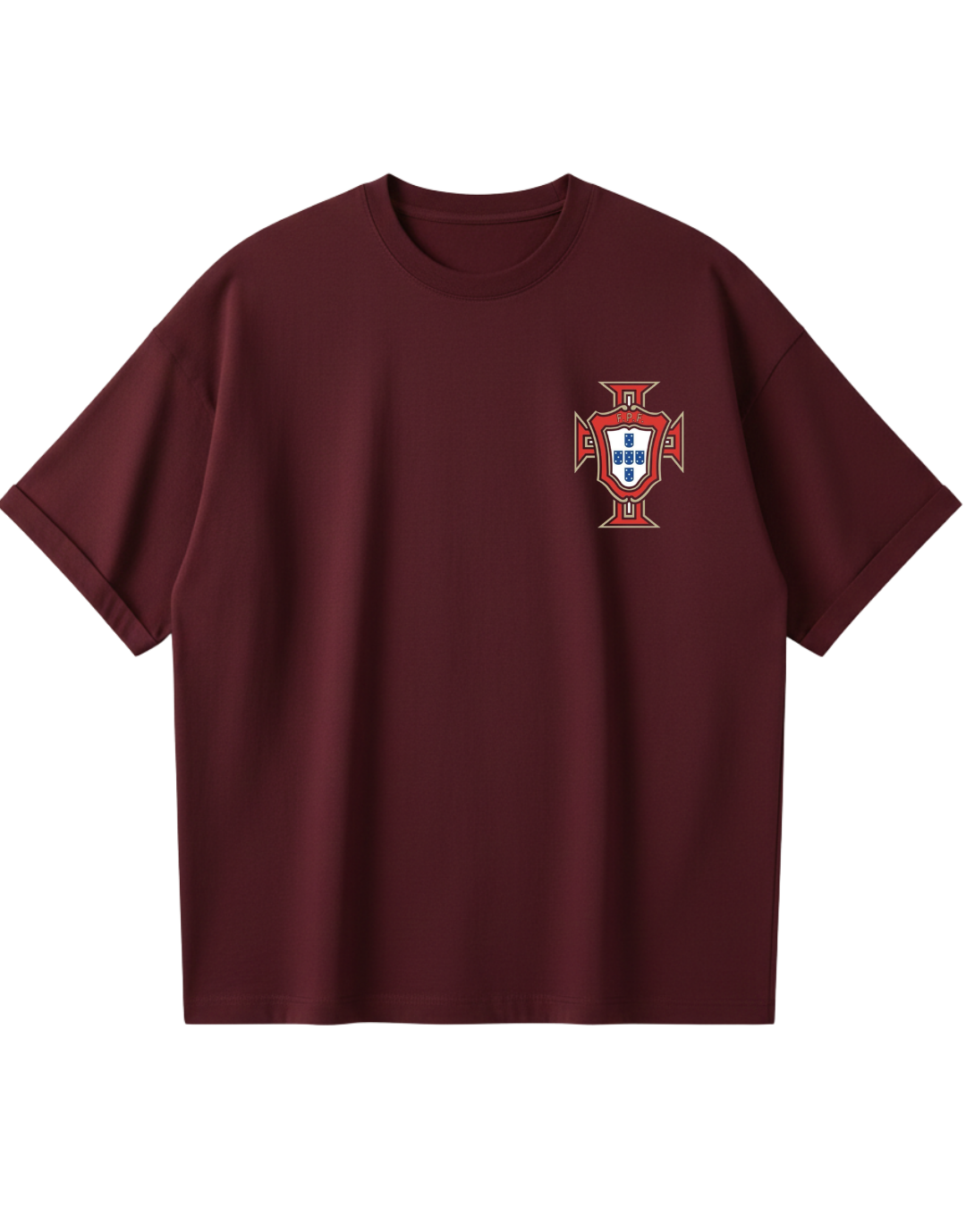 Portugal Maroon Ronaldo Poster Oversized Tee