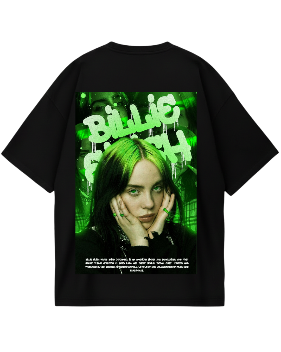 Billie Eilish Green Poster Black Oversized Tee
