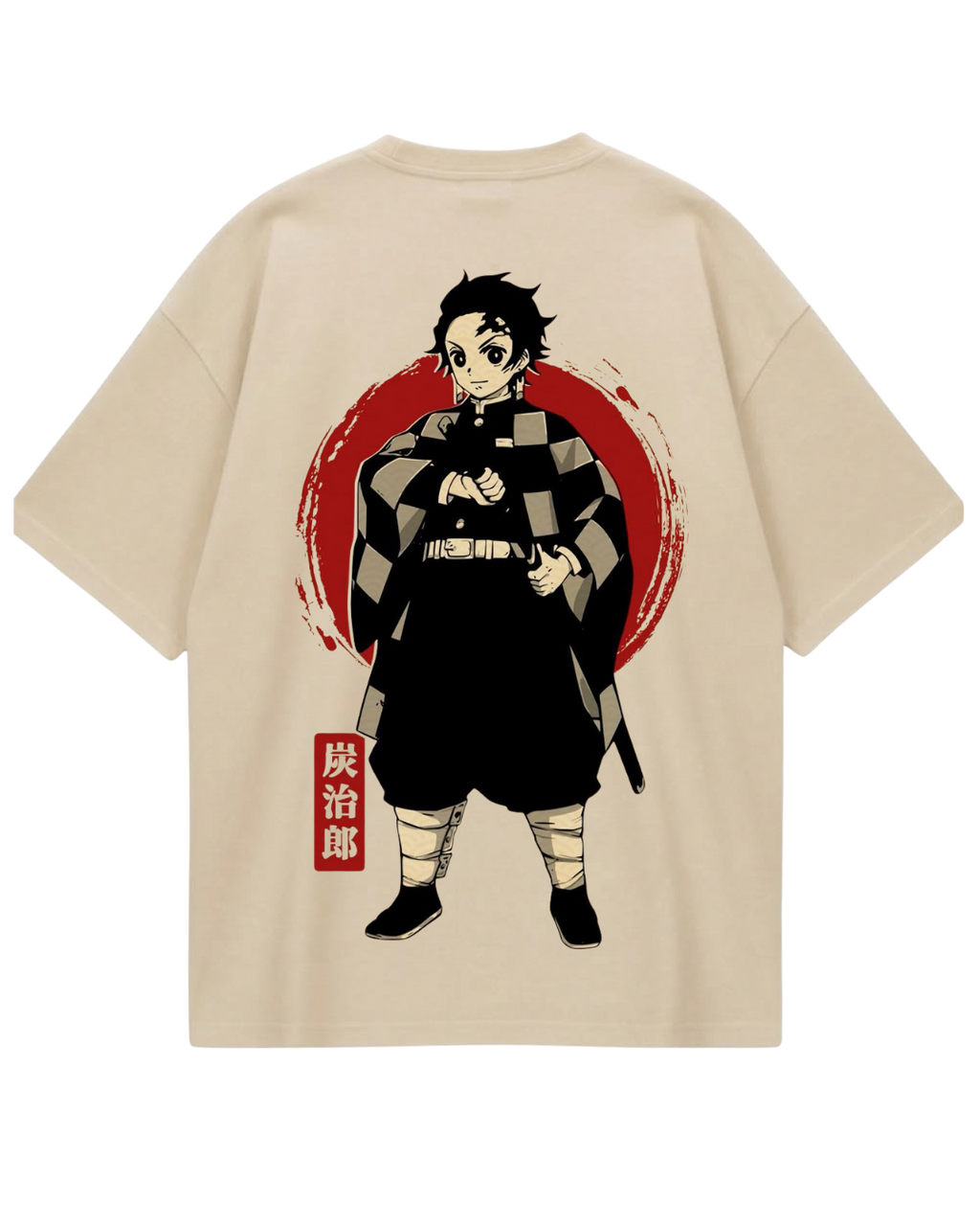 Demon Slayer Tanjiro Beige Oversized Tee