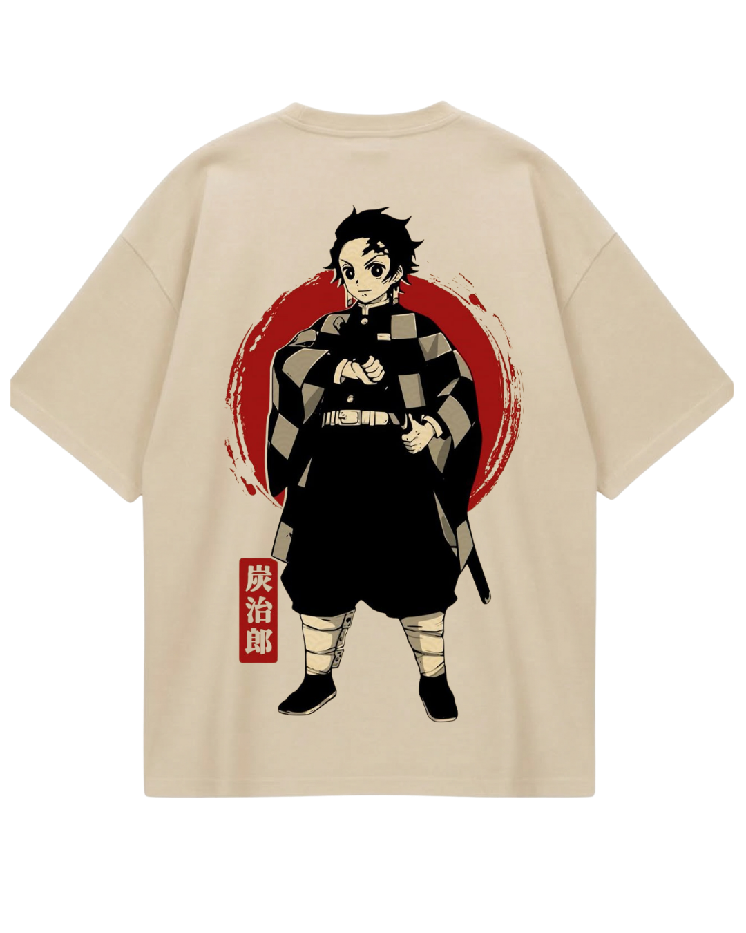 Demon Slayer Tanjiro Beige Oversized Tee