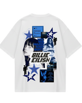 Billie Eilish White Blue Oversized Tee