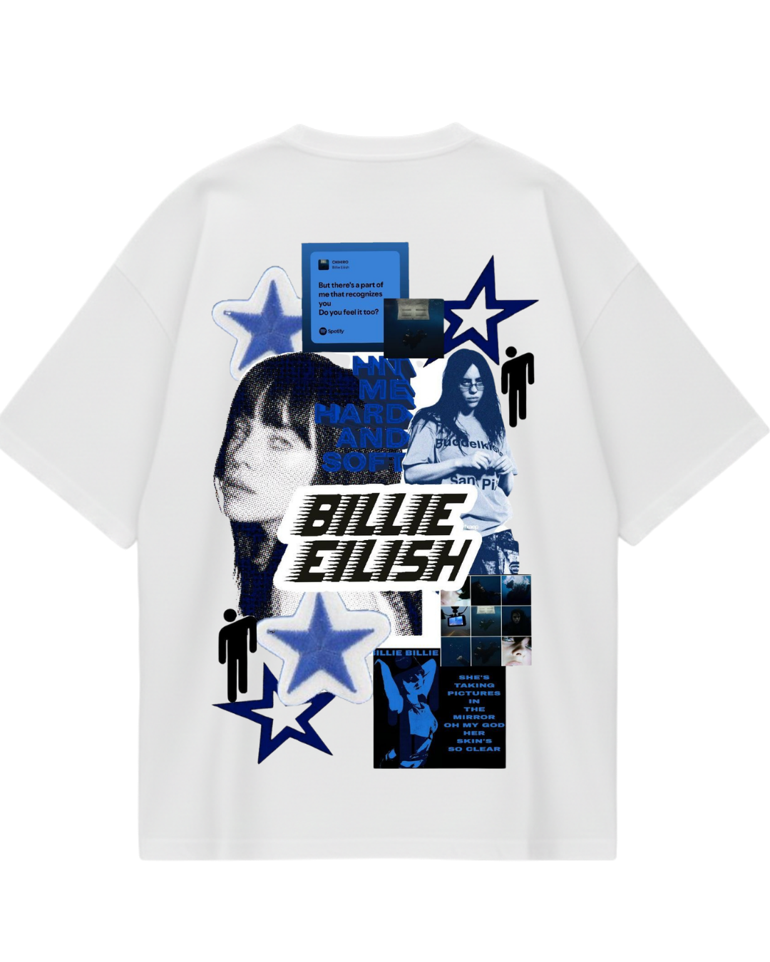 Billie Eilish White Blue Oversized Tee