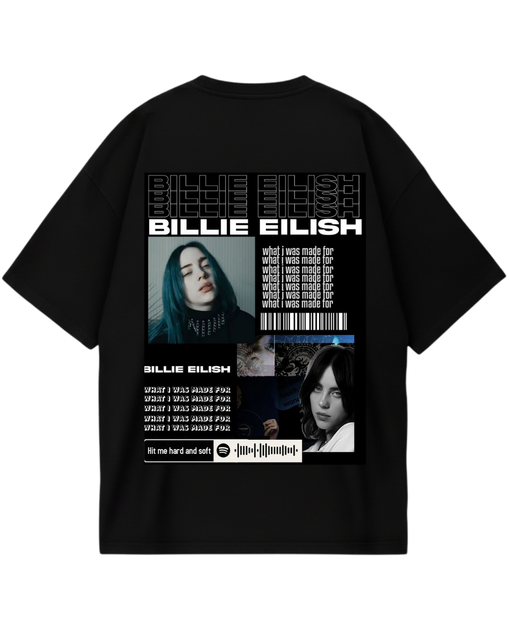 Billie Eilish Grid Black Oversized Tee