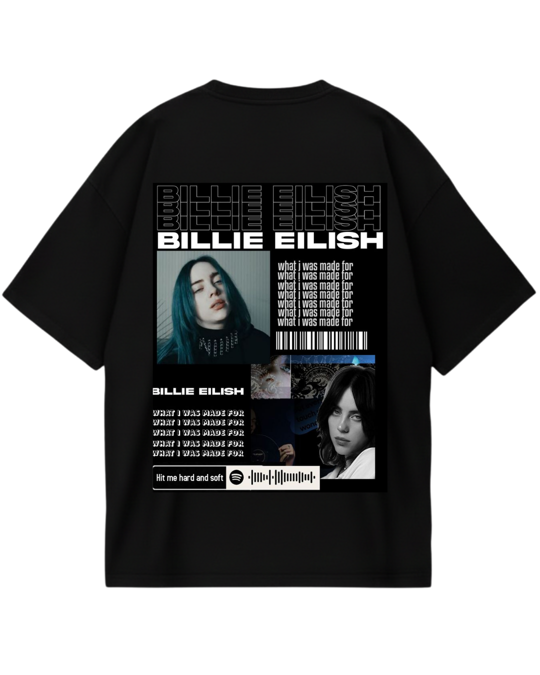 Billie Eilish Grid Black Oversized Tee