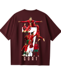 Portugal Maroon Ronaldo Poster Oversized Tee