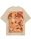 Charlizard Poster Beige Oversized Tee