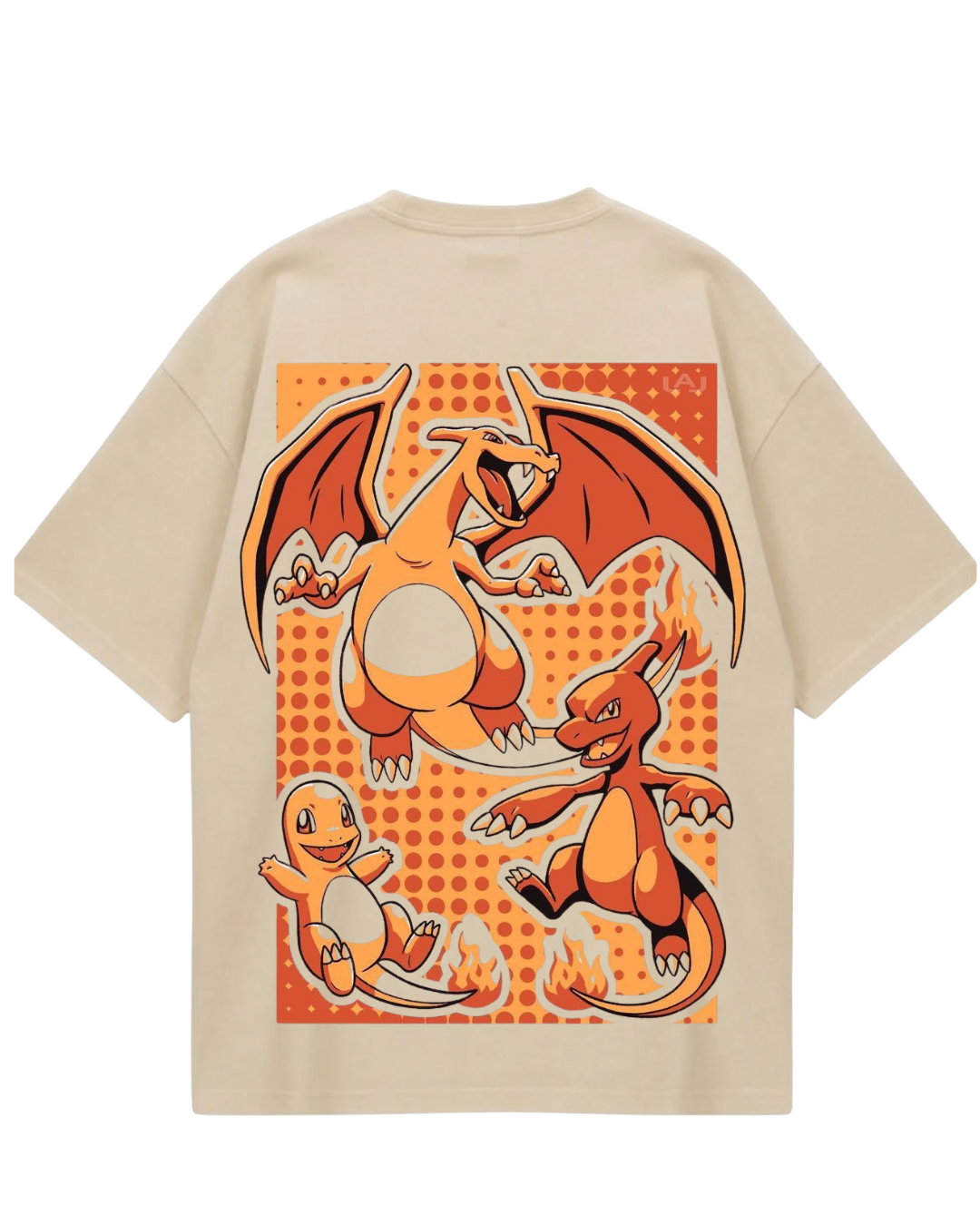 Charlizard Poster Beige Oversized Tee