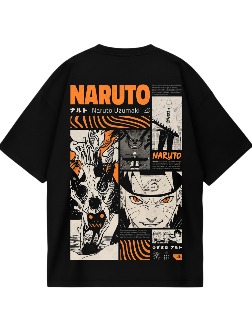Naruto Black Orange Oversized Tee