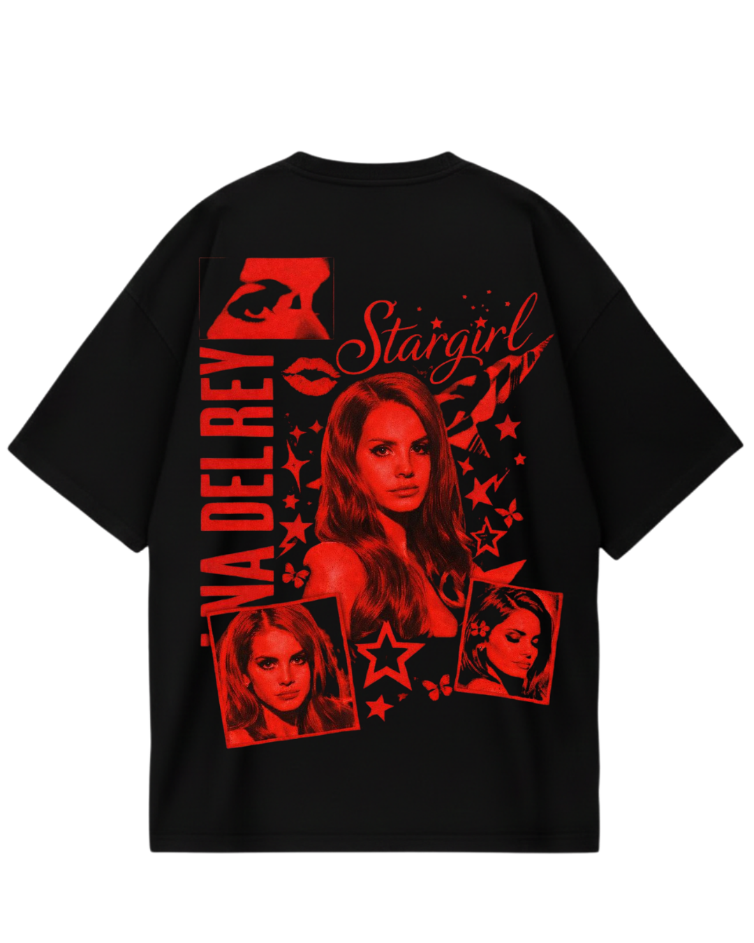 Lana Del Rey Black Red Oversized Tee