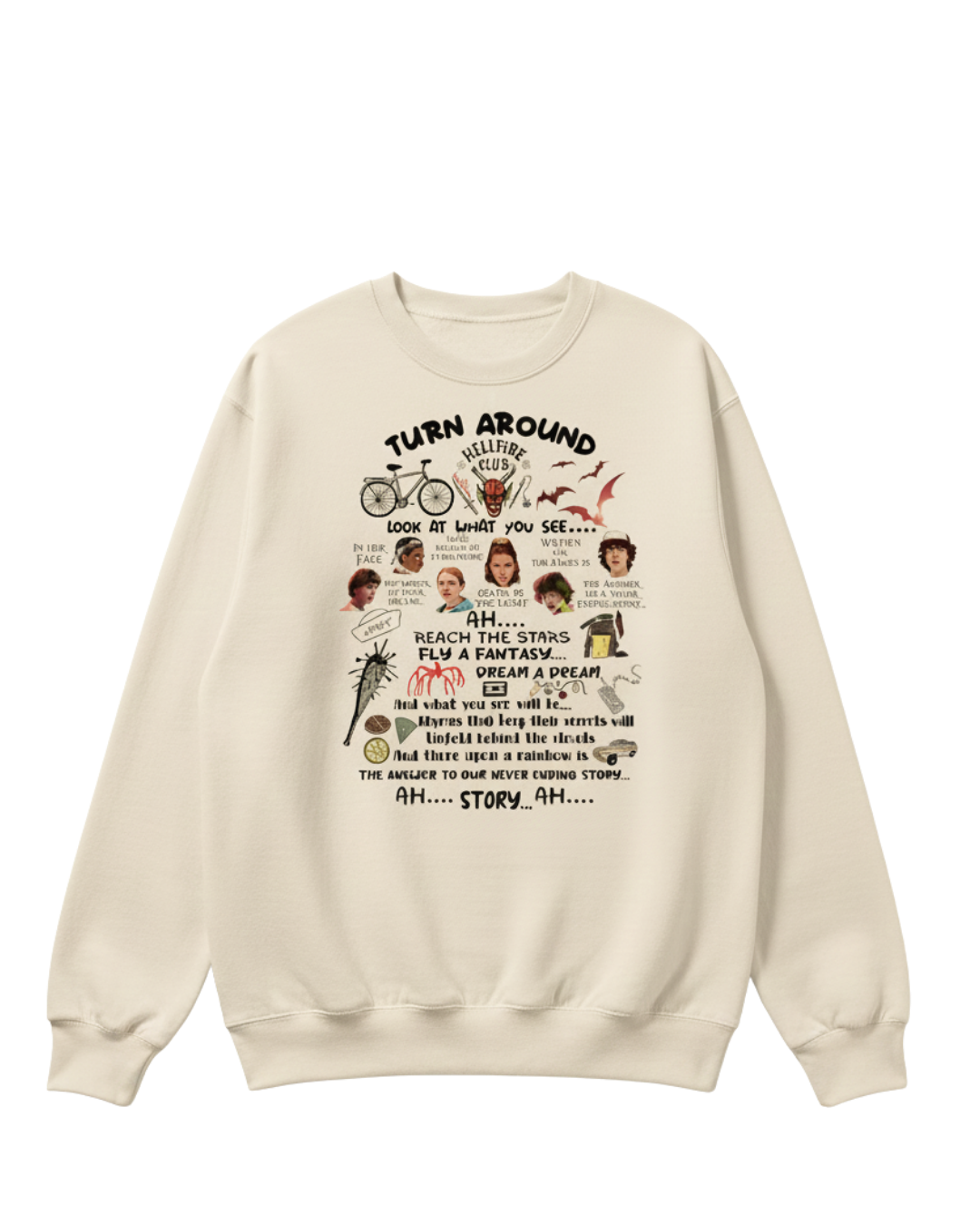 Stranger Things Beige Sweatshirt Turn Around