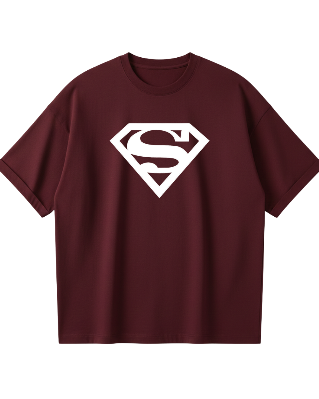 Super Man Maroon Oversized Tee