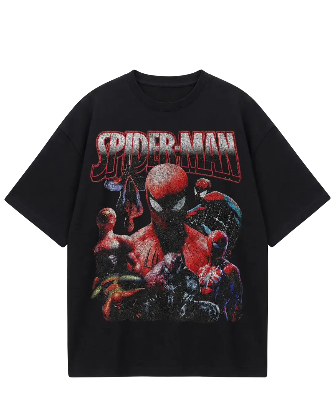 Spider Man Black Front Oversized Tee
