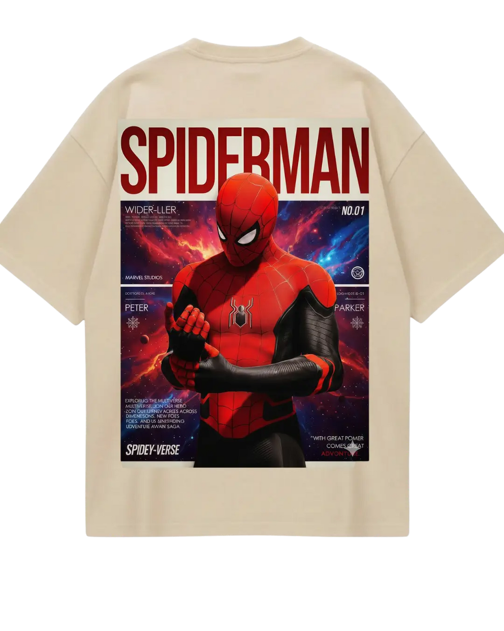 Spider Man Beige Oversized Tee