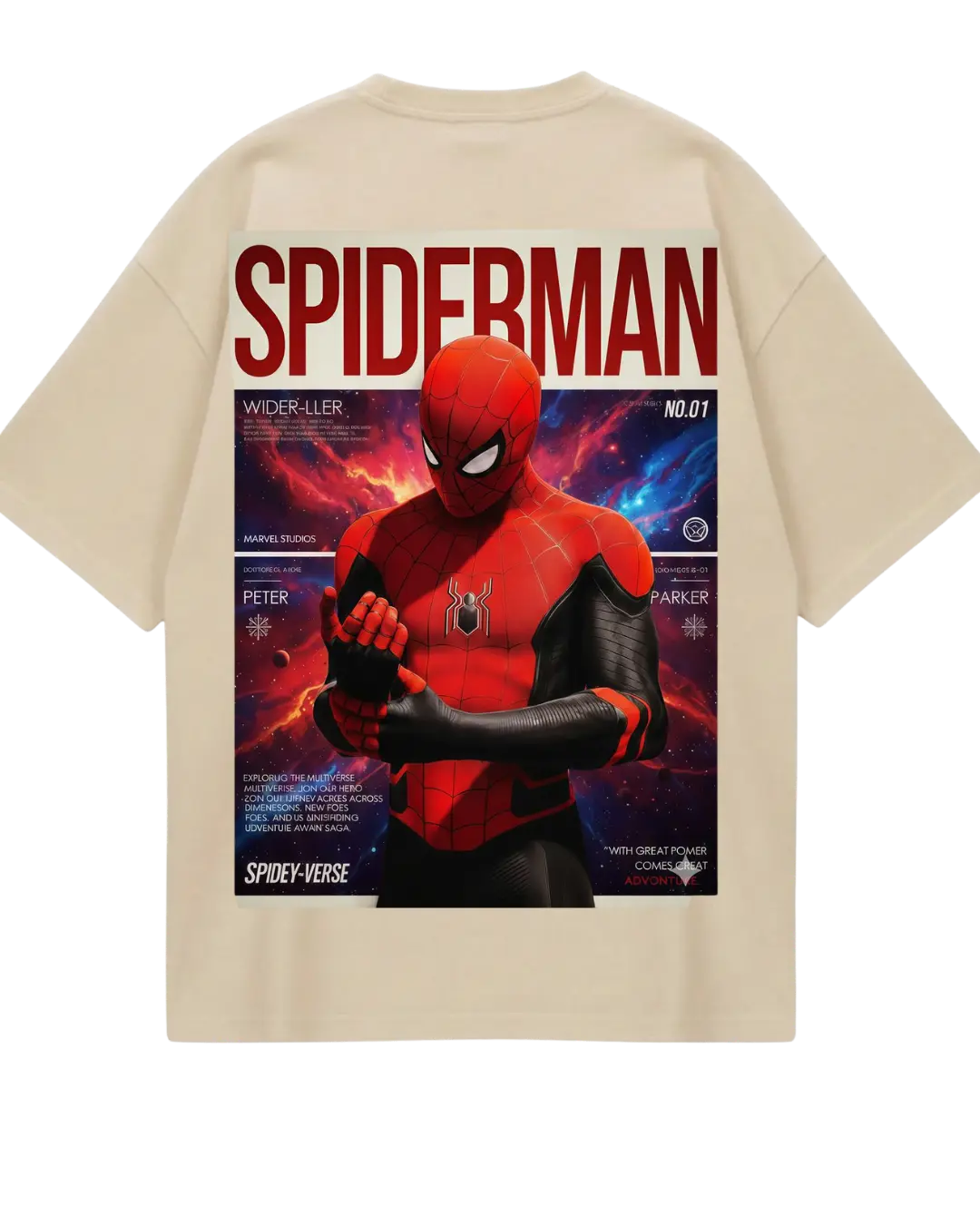 Spider Man Beige Oversized Tee