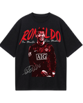 Cristiano Ronaldo Front Red Design Black Oversized Tee