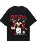 Cristiano Ronaldo Front Red Devil Black Oversized Tee