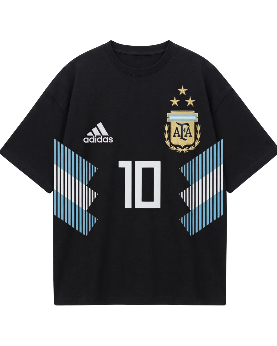 Argentina Messi Jersey Black Oversized Tee